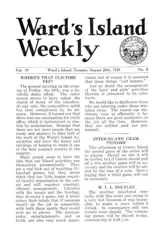 Ward's Island weekly, 1926-08-28