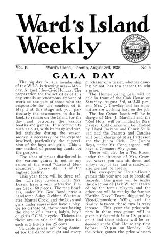 Ward's Island weekly, 1935-08-03