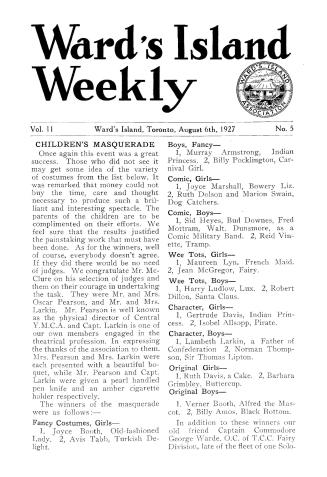 Ward's Island weekly, 1927-08-06