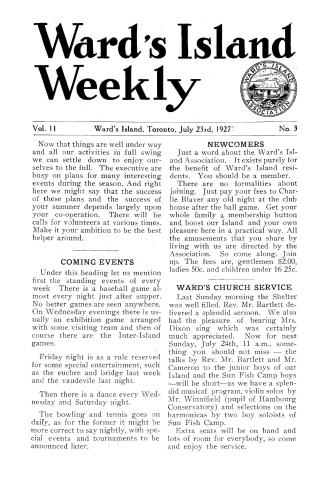 Ward's Island weekly, 1927-07-23