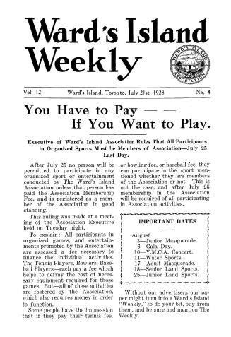 Ward's Island weekly, 1928-07-21