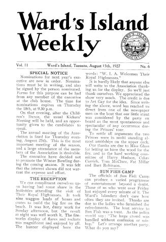 Ward's Island weekly, 1927-08-13