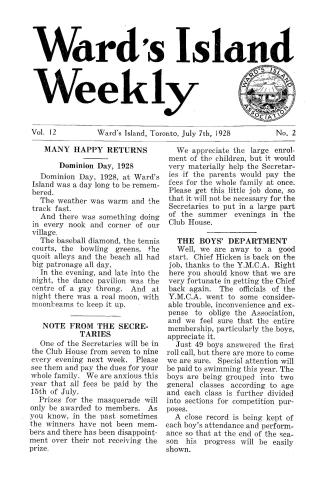 Ward's Island weekly, 1928-07-07