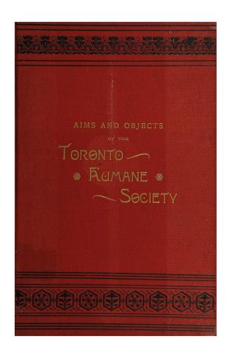 Aims and objects of the Toronto Humane Society in five parts