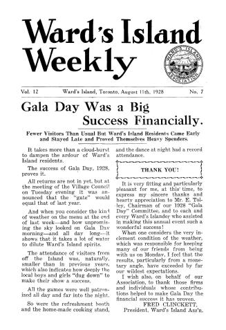 Ward's Island weekly, 1928-08-11