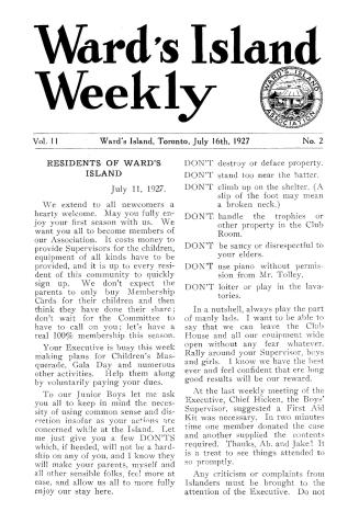 Ward's Island weekly, 1927-07-16