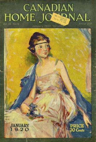 Magazine cover: On a bright yellow background, a young woman in a headband and formal ball gown ...