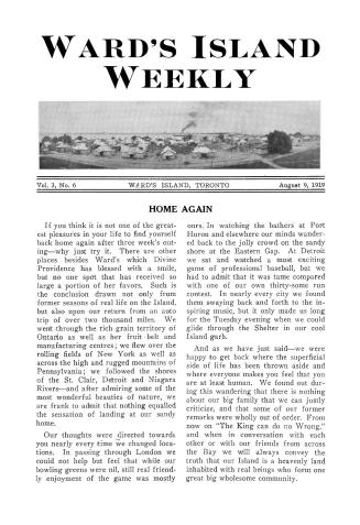Ward's Island weekly, 1919-08-09