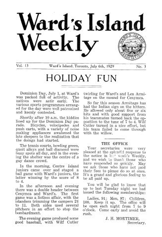 Ward's Island weekly, 1929-07-06