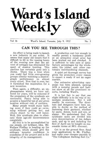 Ward's Island weekly, 1932-07-09