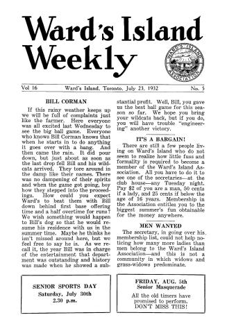 Ward's Island weekly, 1932-07-23