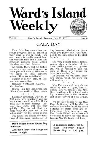 Ward's Island weekly, 1932-07-30