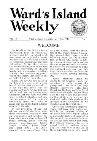 Ward's Island weekly, 1926-07-10