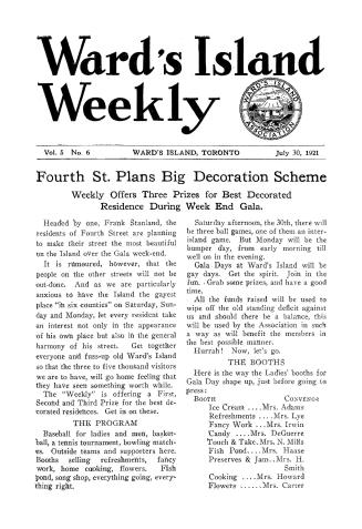 Ward's Island weekly, 1921-07-30