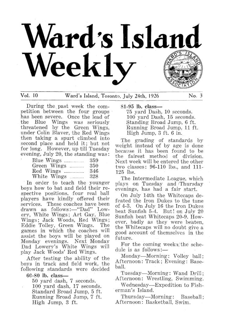 Ward's Island weekly, 1926-07-24