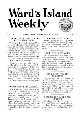 Ward's Island weekly, 1926-08-07
