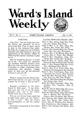 Ward's Island weekly, 1921-07-09