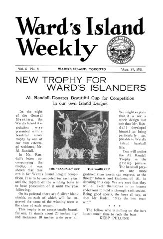 Ward's Island weekly, 1921-08-13
