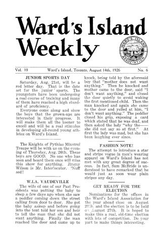 Ward's Island weekly, 1926-08-14