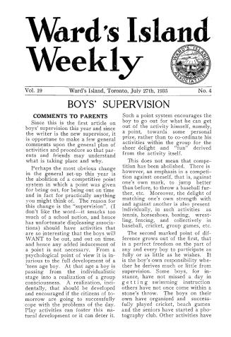 Ward's Island weekly, 1935-07-27