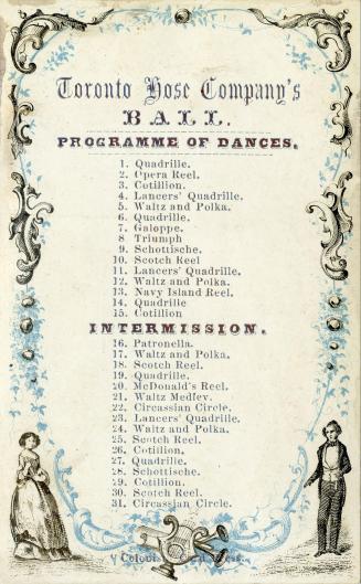 Toronto Hose Company's ball, programme of dances