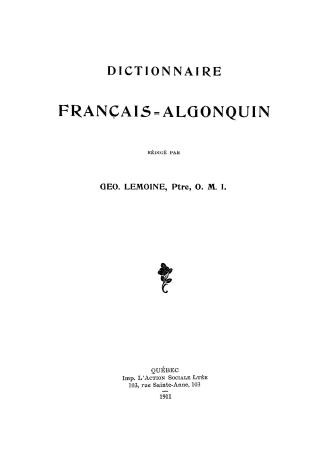 Dictionnaire français-algonquin