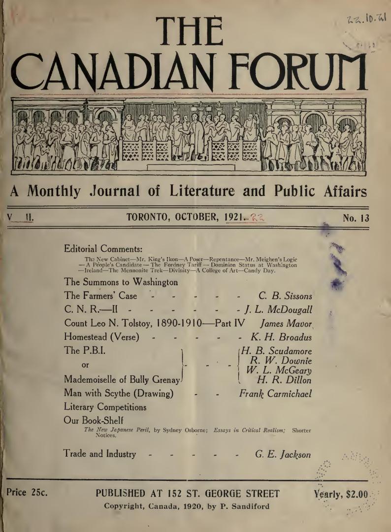 The Canadian forum, October 1921-September 1922