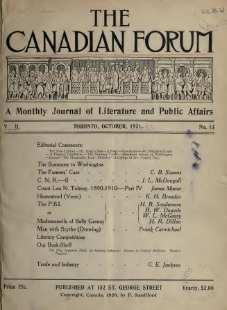 The Canadian forum, October 1921-September 1922