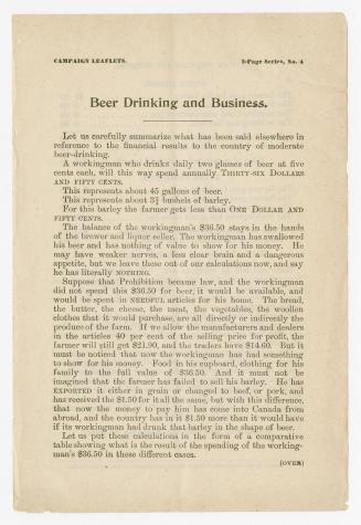 Campaign leaflets : beer drinking and business