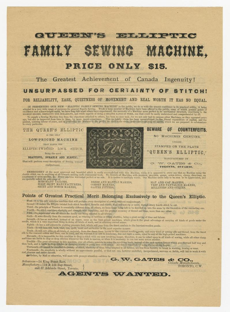 Queen's Elliptic family sewing machine, price only $15