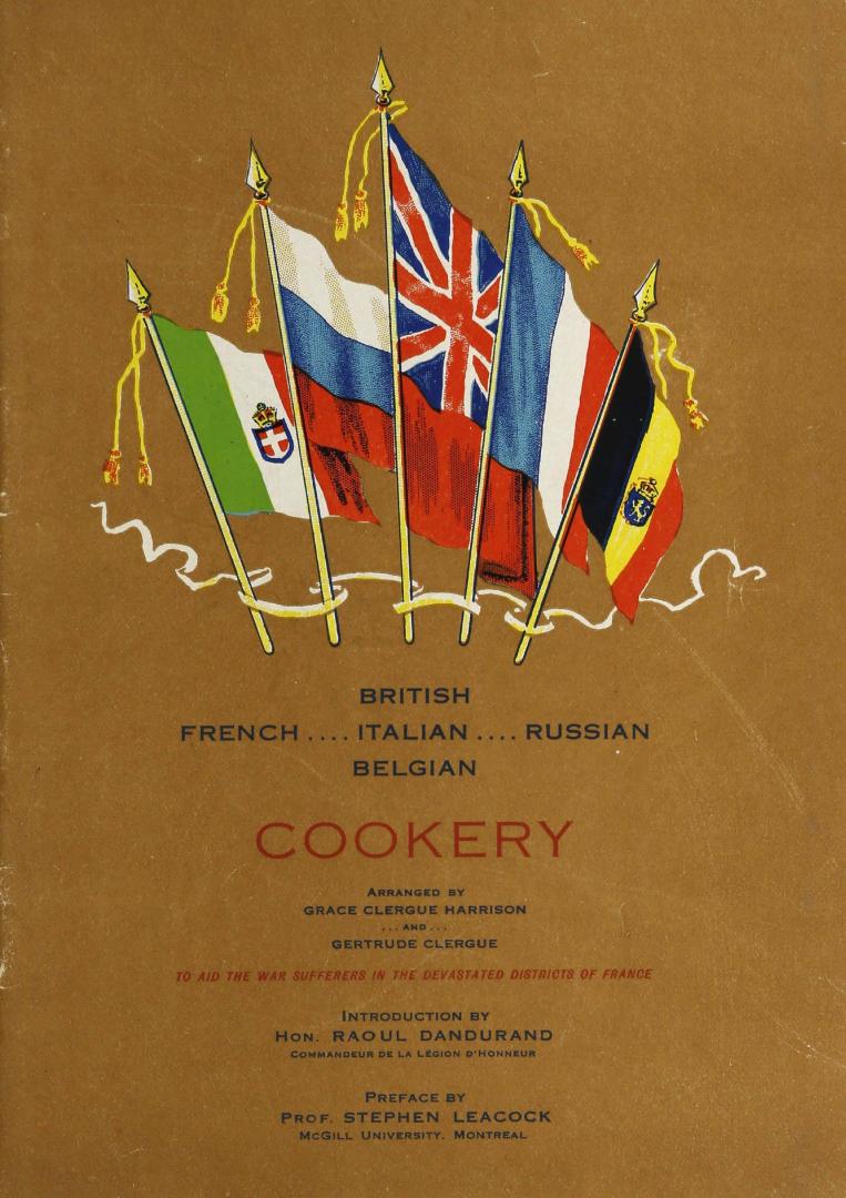British, French, Italian, Russian, Belgian cookery