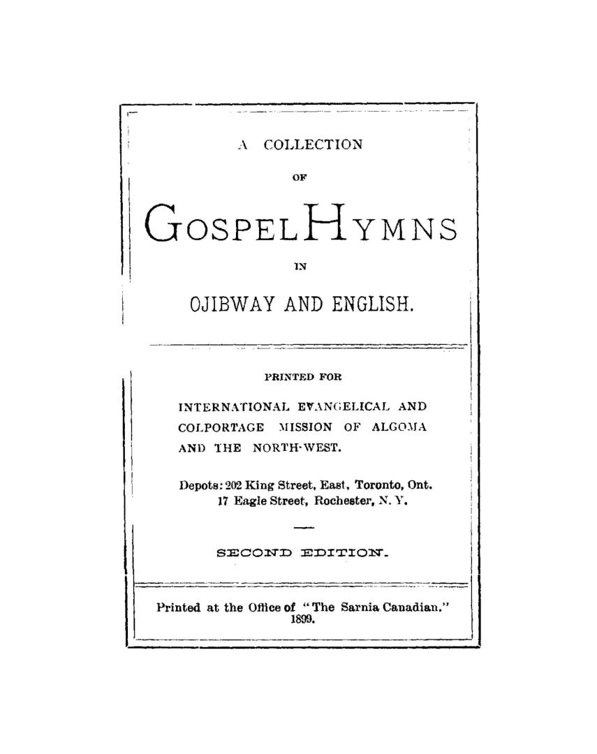 A collection of gospel hymns in Ojibway and English