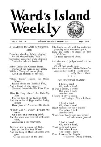 Ward's Island weekly, 1921-09