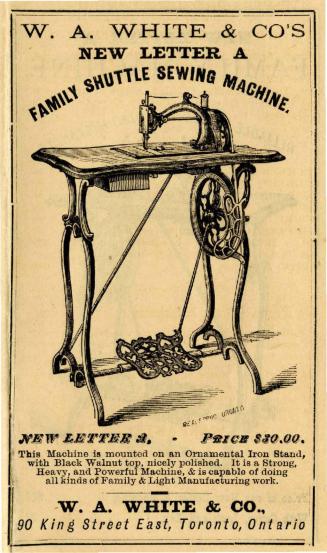 W.A. White & Co.'s new letter A family shuttle sewing machine