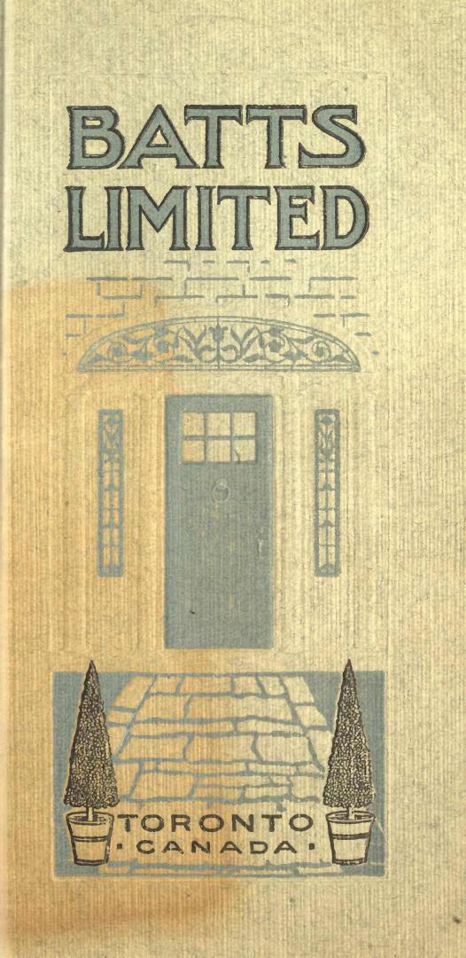 West Batts Limited, Toronto, catalogue 1912-1913