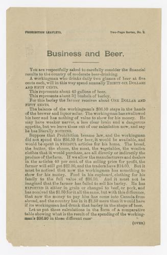 Prohibition leaflets : business and beer