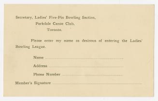 Ladies Bowling League, Parkdale Canoe Club