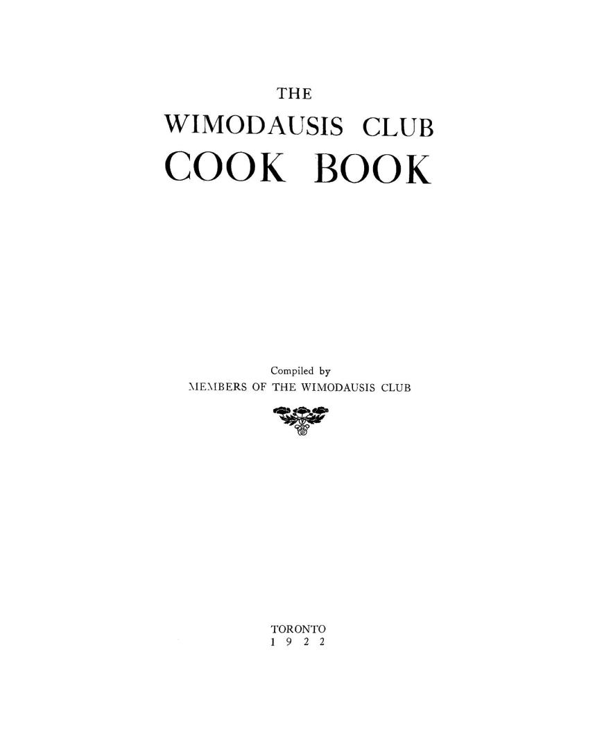 The Wimodausis Club cook book