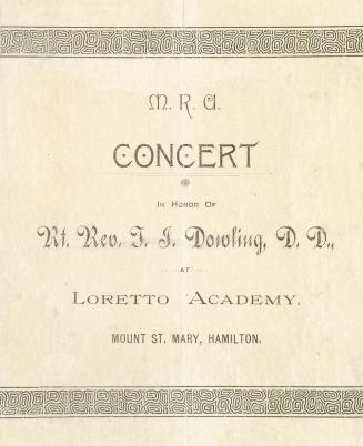 Concert in honor of Rt. Rev. T.I. Dowling, D.D., at Loretto Academy, Mount St. Mary, Hamilton