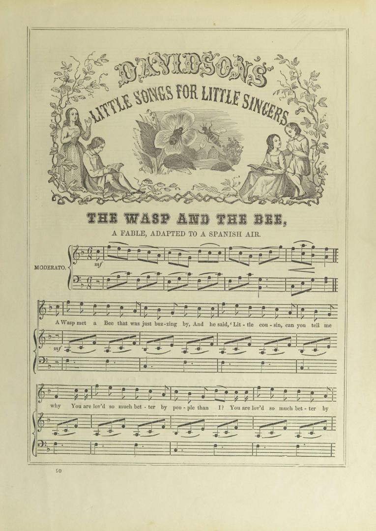 Davidson's little songs for little singers, The wasp and the bee: a fable, adapted to a Spanish air