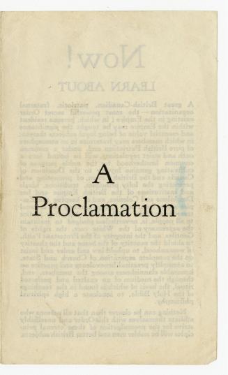 A proclamation : Now! Learn about a great British-Canadian patriotic, fraternal organization
