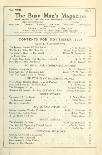 The Busy man's magazine, November 1908-April 1909