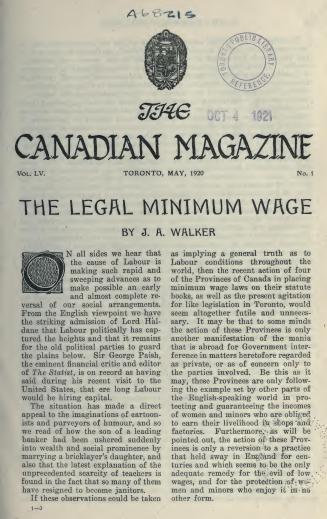 The canadian magazine of politics, science, art and literature, May-October 1920