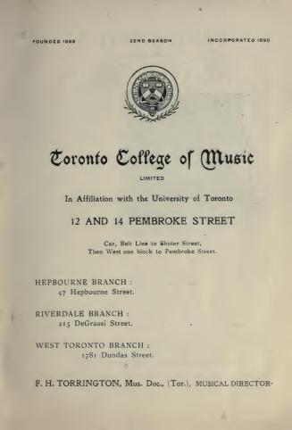 Calendar and syllabus : Toronto College of Music