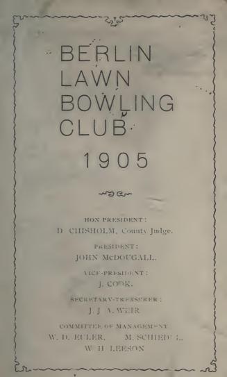 Berlin Lawn Bowling Club 1905