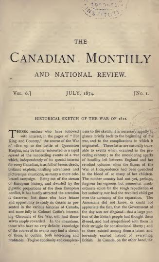 The Canadian monthly and national review, July-December 1874