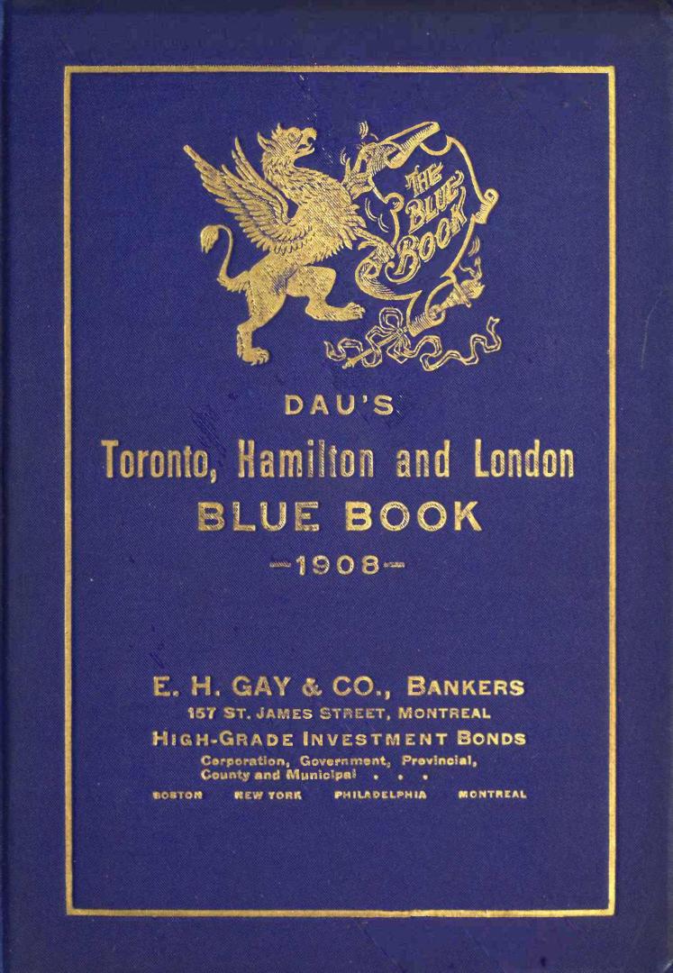 The Society Blue Book of Toronto, Hamilton and London