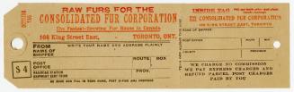 Raw furs for the Consolidated Fur Corporation, the fastest-growing fur house in Canada, 168 King Street East, Toronto, Ont.
