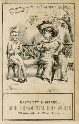 Illustration of a man and a woman sitting on a bench with a tree in the background. The woman i ...