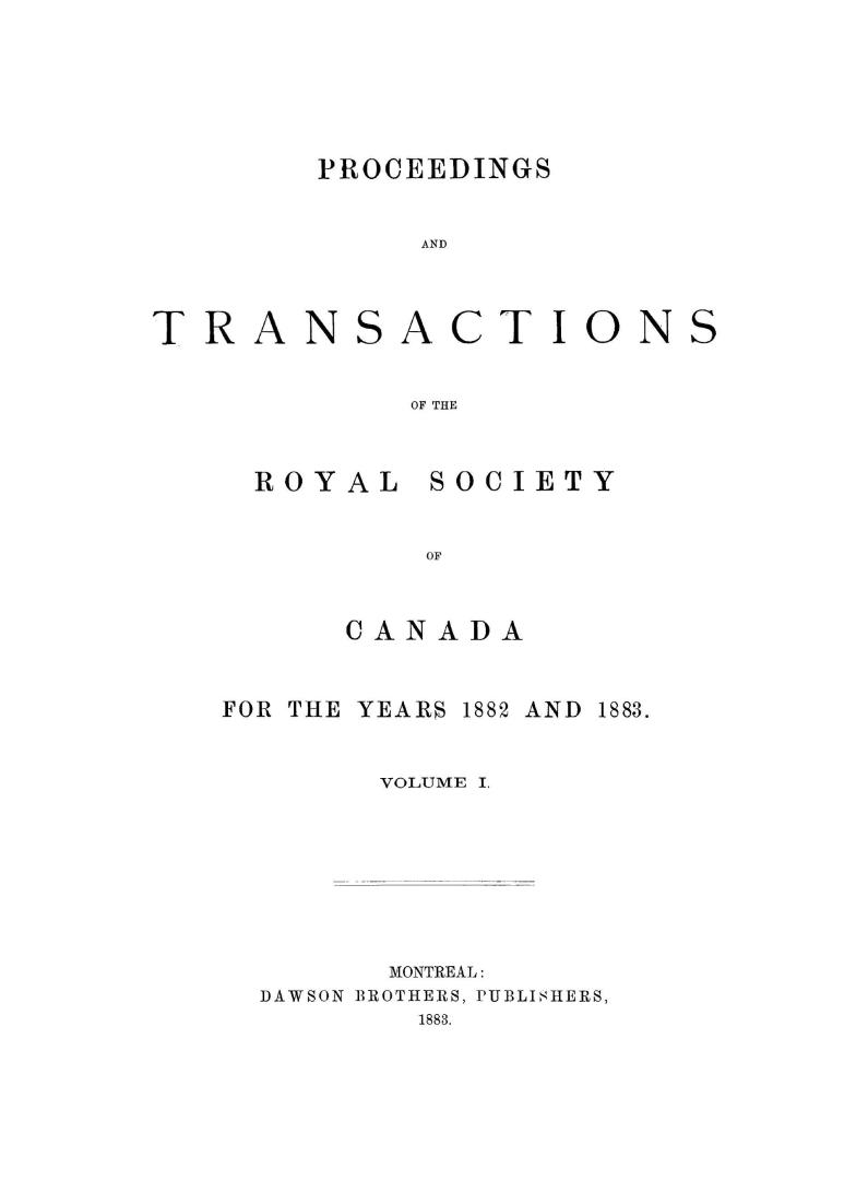 Proceedings and transactions of the Royal Society of Canada = Déliberations et mémoires de la Société royale du Canada